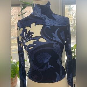 Alice + Olivia Blue Floral Long Sleeve Dress